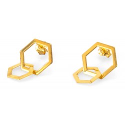 Örhänge dubbelhexagon guld