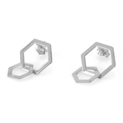 Örhängen dubbelhexagon silver